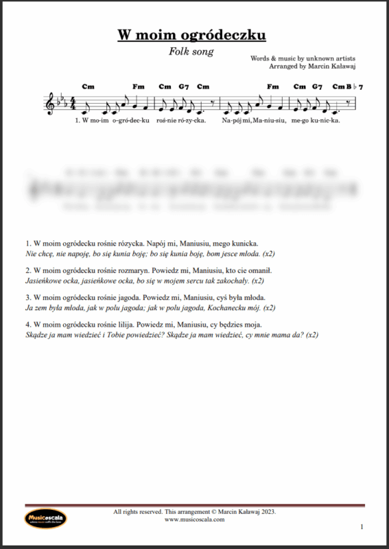 W moim ogródecku nuty pdf