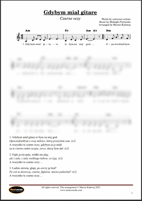 Gdybym miał gitarę nuty pdf