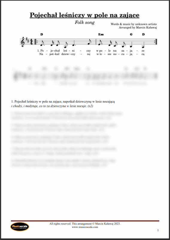 Pojechał leśniczy nuty pdf