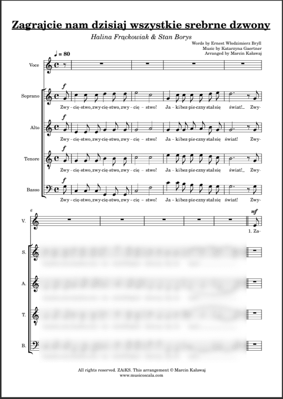 Zagrajcie nam dzisiaj wszystkie srebrne dzwony nuty pdf