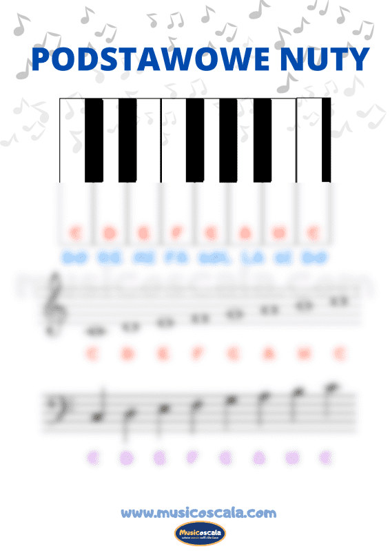 Pomoce dydaktyczne: Plakat z teorią muzyki – podstawowe nuty