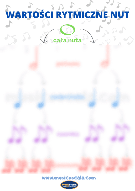 Pomoce dydaktyczne: Plakat z teorią muzyki – wartości rytmiczne nut