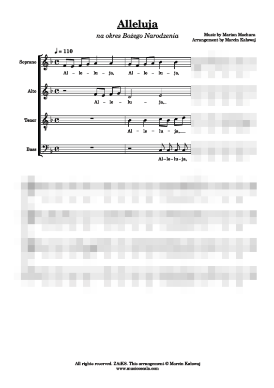 Alleluja na Boże Narodzenie Machura nuty chór pdf