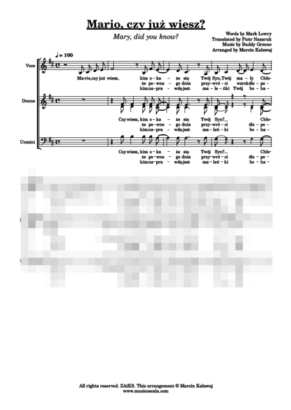 Mario czy już wiesz nuty chór z solistą pdf