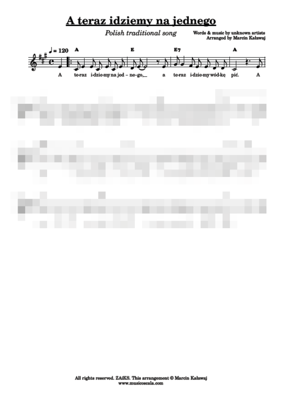 A teraz idziemy na jednego a rym cym cym nuty pdf